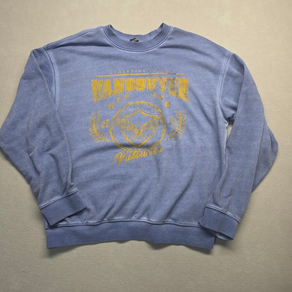 H&M Divided Vancouver Vultures Acid Wash Blue Sweatshirt Mens XS